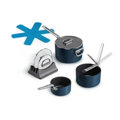 Batería de cocina antiadherente Space 8 piezas, Azul