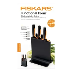 Bloque de cuchillos en plástico con 5 cuchillos Functional Form, 6 piezas