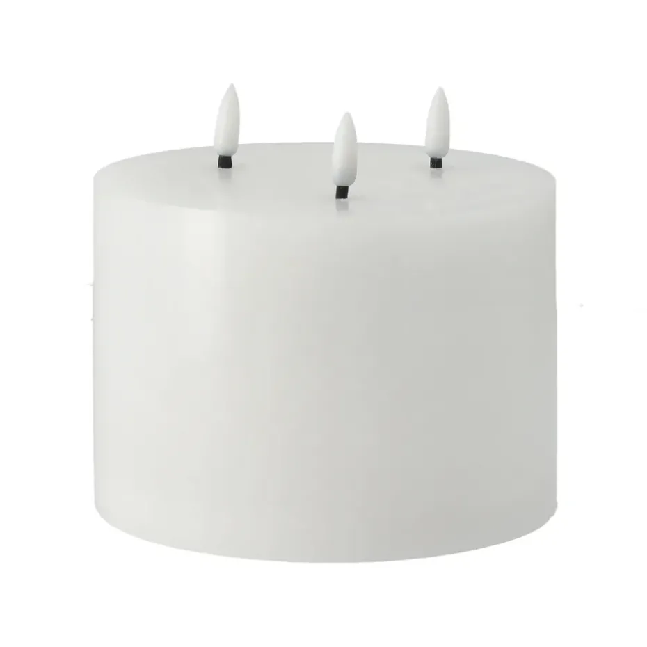 Bloque de vela LED Bright Melt 3 mechas 13 cm, Blanco