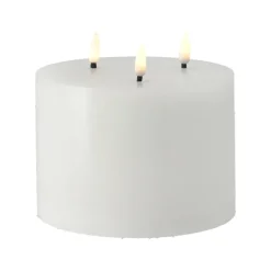 Bloque de vela LED Bright Melt 3 mechas 13 cm, Blanco