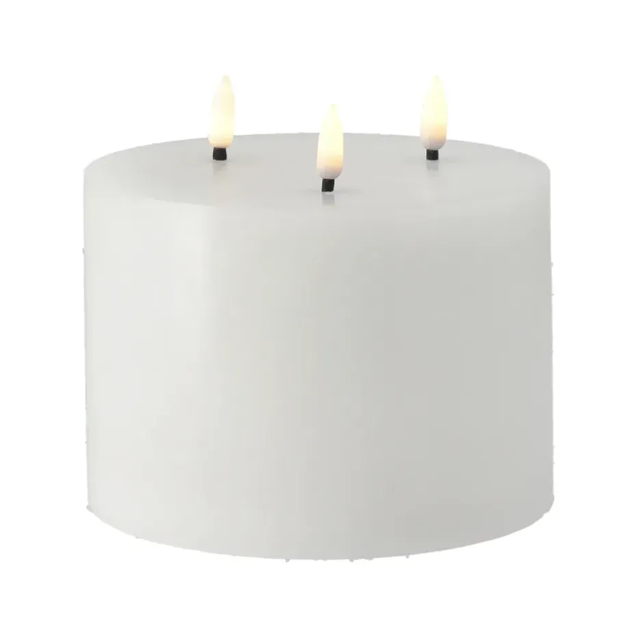 Bloque de vela LED Bright Melt 3 mechas 13 cm, Blanco