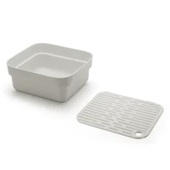 Bol para fregar a mano con bandeja de secado Sinkside 34x37 cm, gris claro