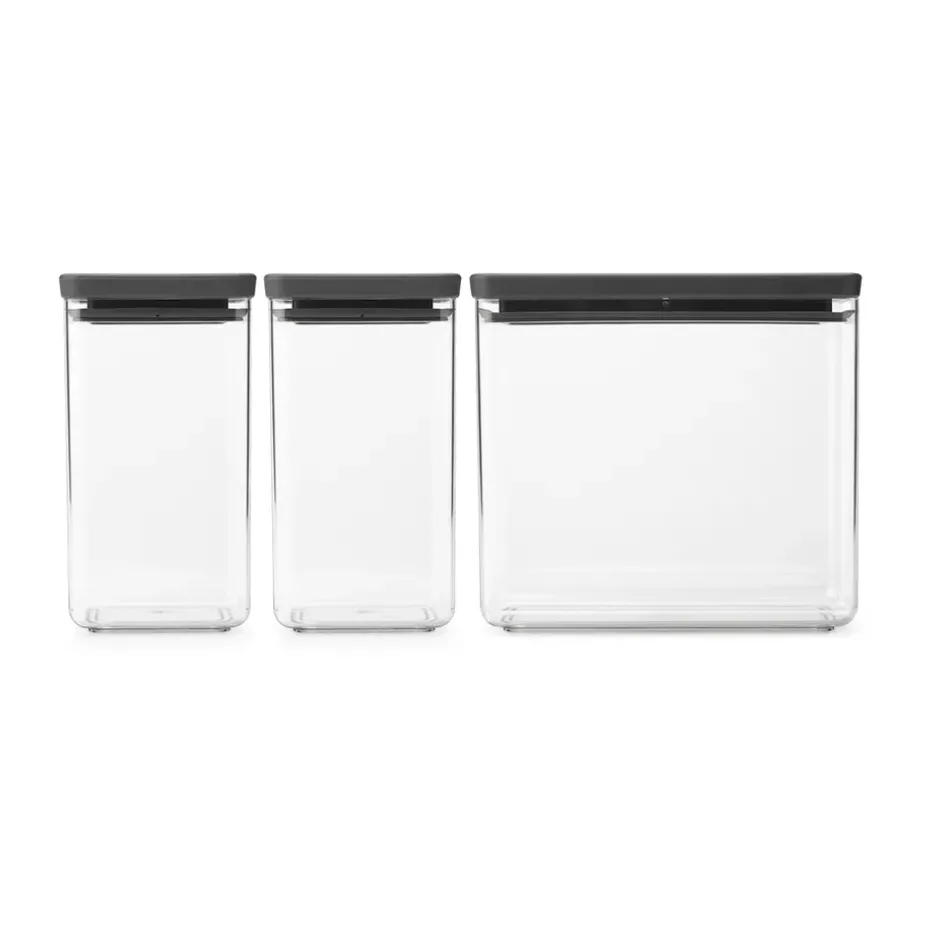 Bote apilable 3 piezas TASTY+ 2x1,6 L+3,5L, Gris oscuro