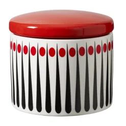Bote con tapa Amanda, blanco-rojo, 10 cm