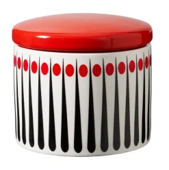 Bote con tapa Amanda, blanco-rojo, 10 cm