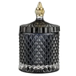 Bote de almacenaje con tapa Miya Ø10,5 cm, gris oscuro / negro