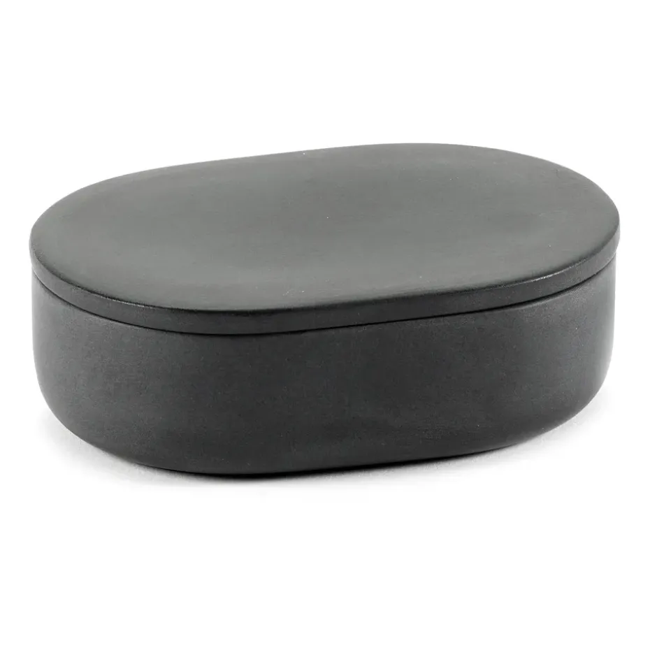 Bote de almacenaje ovalado con tapa Cose S 3,3x10,2 cm, Dark Grey