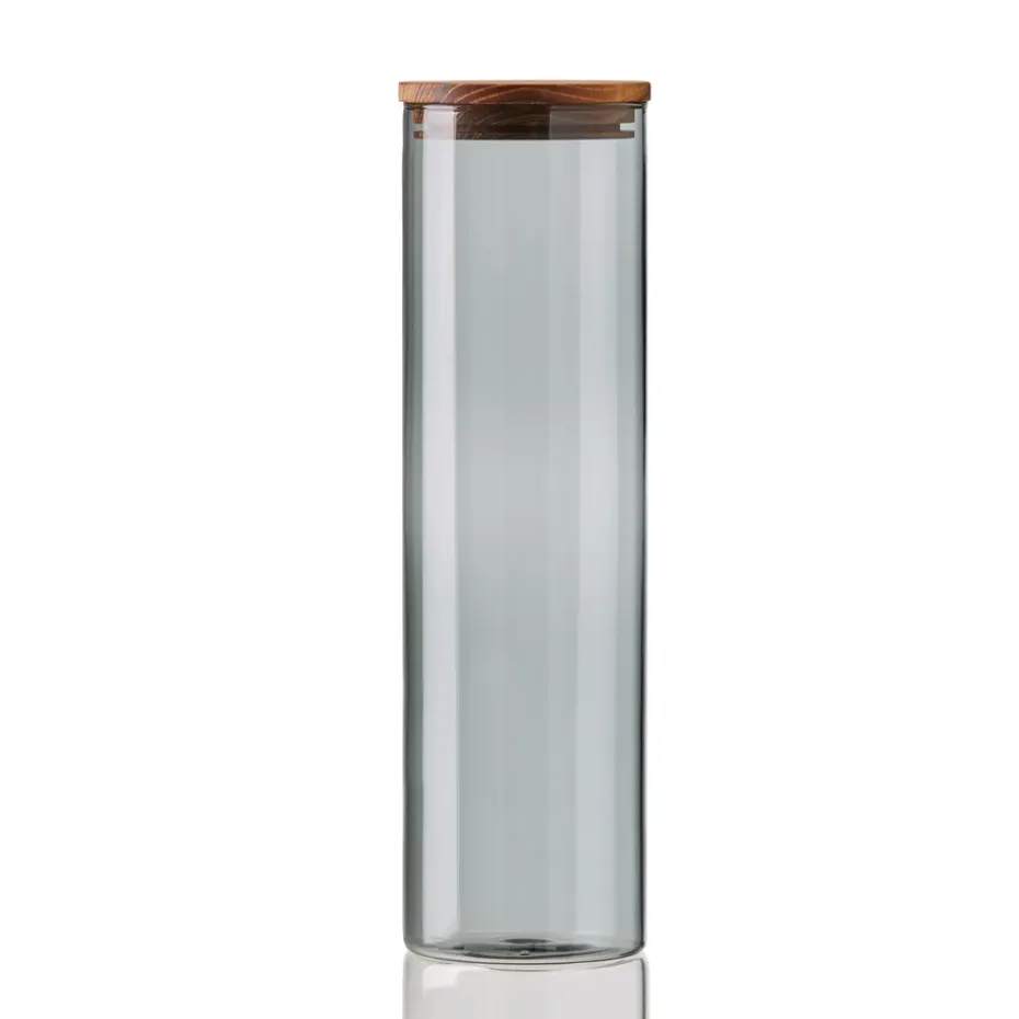 Bote de cristal con tapa madera Raw, grande