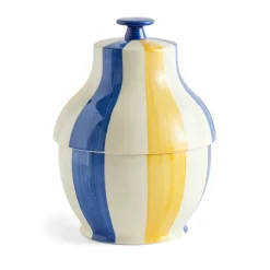 Bote para galletas Sobremesa stripe Ø19 cm, Blue-yellow