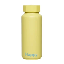 Botella termo Design Letters, Happy-amarillo