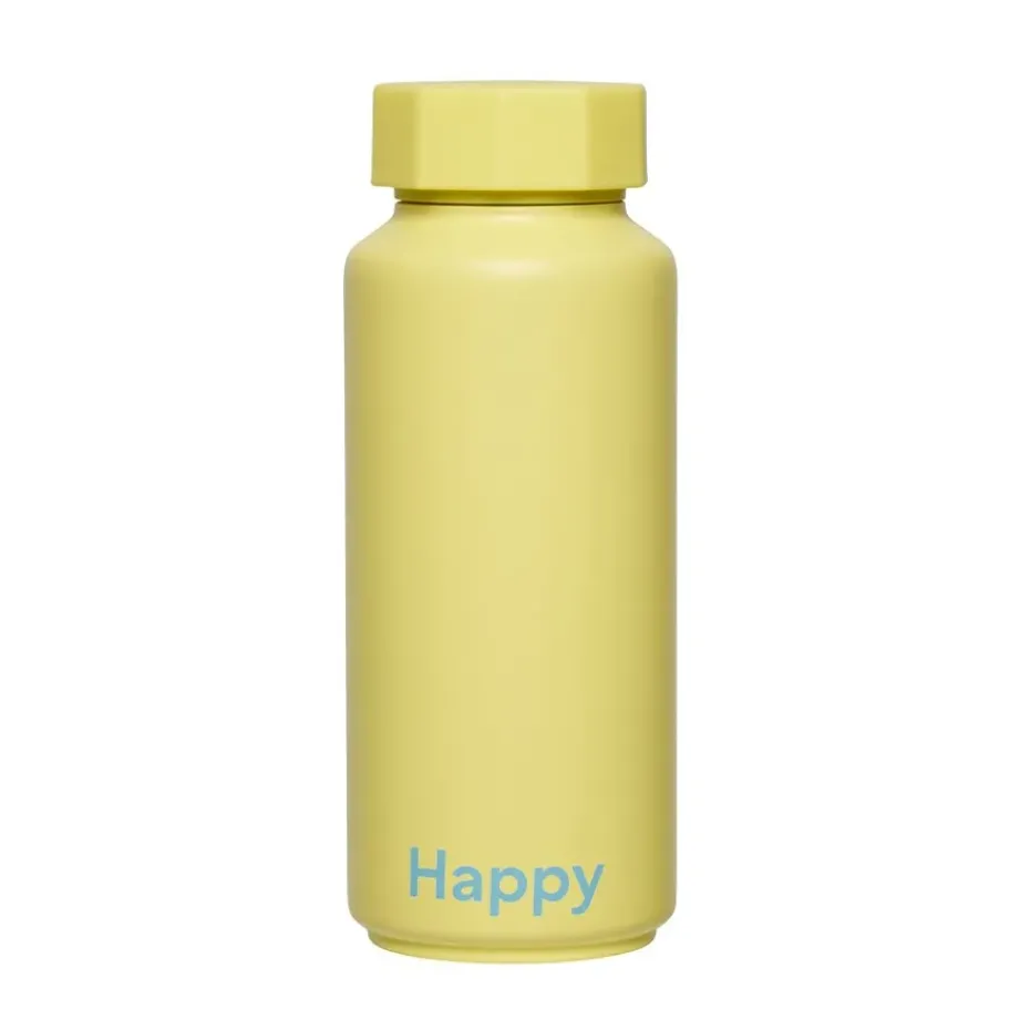 Botella termo Design Letters, Happy-amarillo