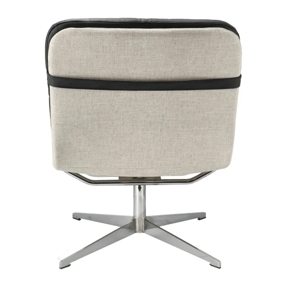 Butaca Loholm con función giratoria, Cuero negro-Bern Beige 0341