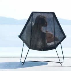Butaca Lounge de respaldo alto Breeze weave, Black