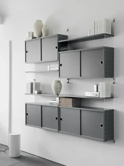 Cabinet con puertas correderas String, Blanco, 78x20 cm