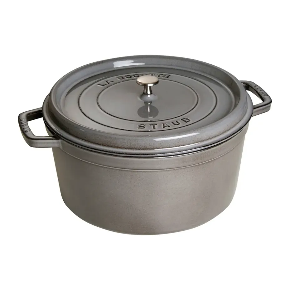 Cacerola de hierro fundido Staub La Cocotte redonda 12,6 L, Gris grafito