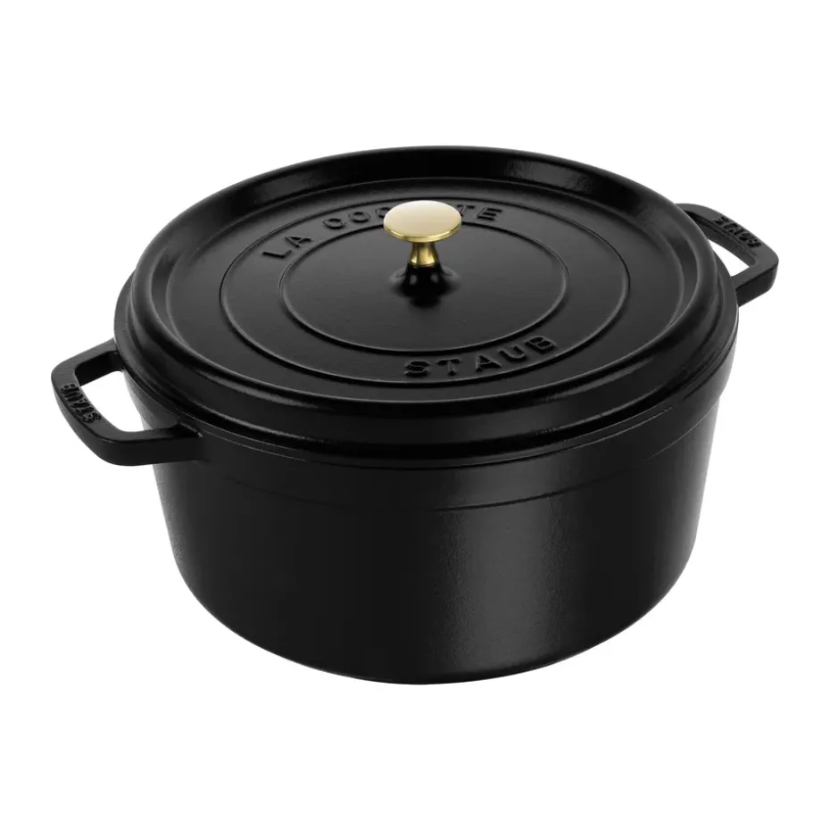 Cacerola de hierro fundido Staub La Cocotte redonda 12,6 L, Negro