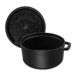 Cacerola de hierro fundido Staub La Cocotte redonda 12,6 L, Negro