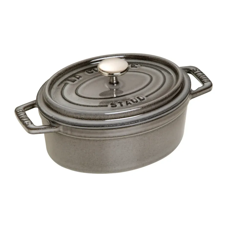 Cacerola de hierro fundido Staub La Cocotte oval 0,6 L, Gris grafito