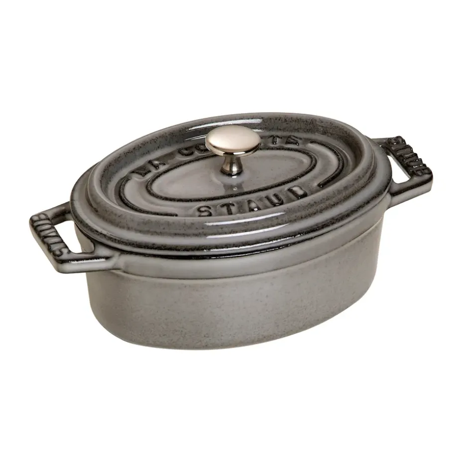 Cacerola mini Staub La Cocotte oval de hierro fundido 0,25 L, Gris grafito