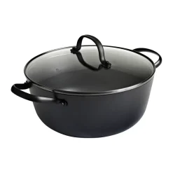 Cacerola Satake de hierro fundido ligero con tapa de cristal, 24 cm