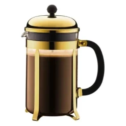Cafetera de émbolo Chambord dorada, 12 tazas