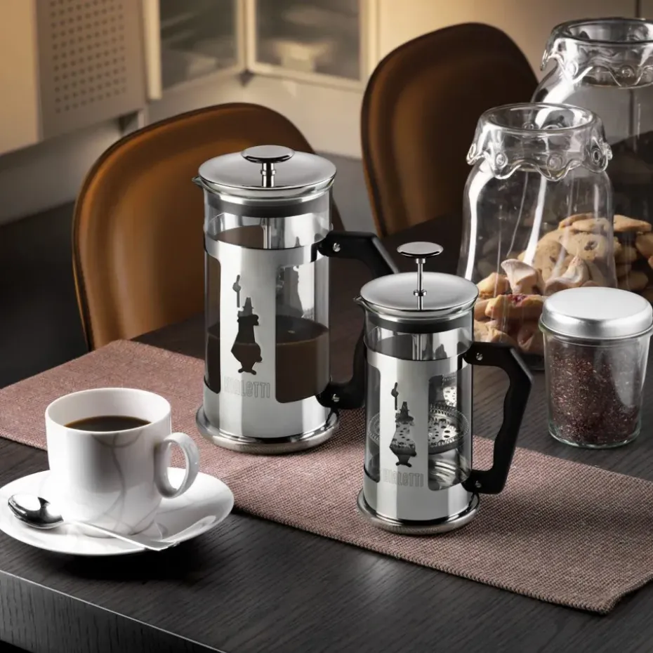 Cafetera de émbolo Preziosa 3 tazas, Plateado-negro