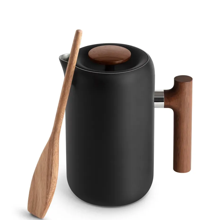 Cafetera de prensa Clara 70,9 cl, Matte black-walnut