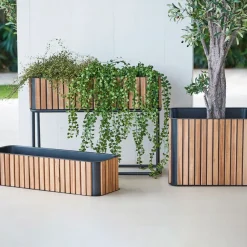 Caja de plantación Combine, Teak, lava grey
