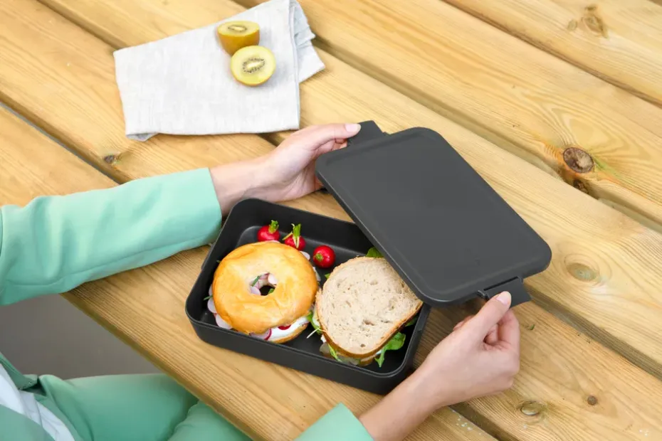 Caja para almuerzo Make & Take grande 2 L, gris oscuro