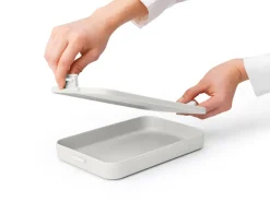 Caja para almuerzo Make & Take plana, 1,1 L, gris claro