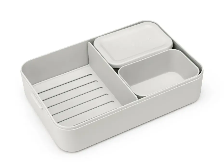 Caja para almuerzo Make & Take Bento grande 2 L, gris claro