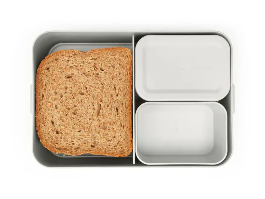 Caja para almuerzo Make & Take Bento grande 2 L, gris claro