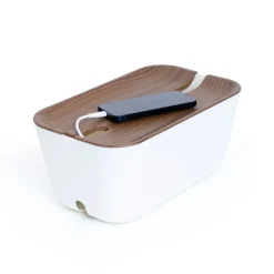 Caja para cables Cable Organiser M, decoración de madera oscura