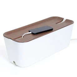 Caja para cables Cable Organiser XL, decoración de madera oscura