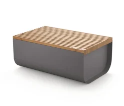 Caja para pan Mattina 34 cm, Gris oscuro-bambú