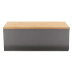 Caja para pan Mattina 34 cm, Gris oscuro-bambú