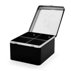 Caja para té con compartimentos Solstickan 13,6x15,6 cm, Negro