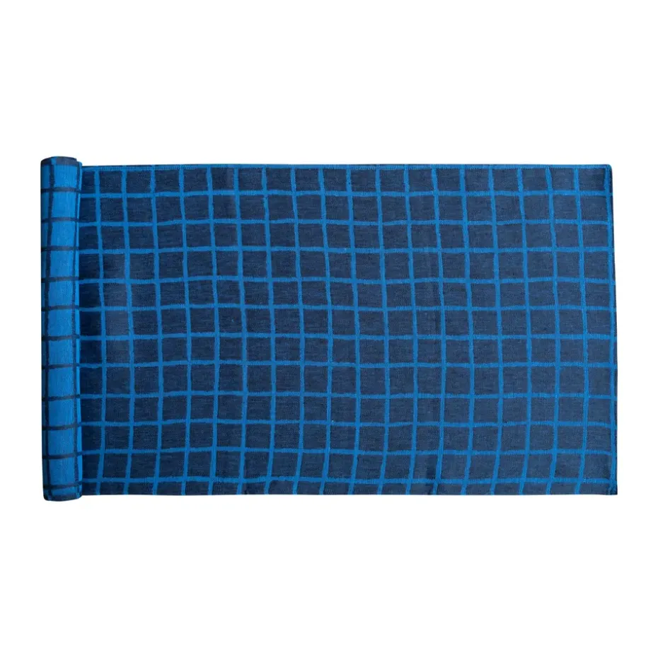 Camino de mesa Rutig jacquard 45x150 cm, Blue-black