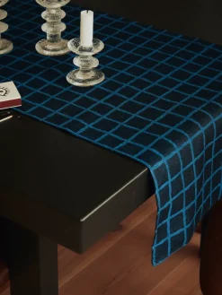 Camino de mesa Rutig jacquard 45x150 cm, Blue-black