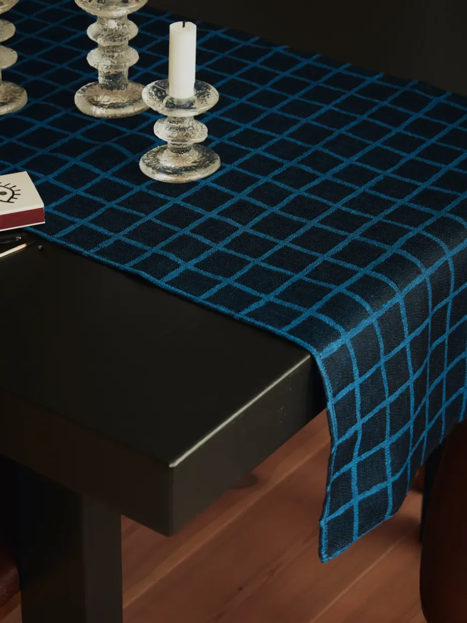Camino de mesa Rutig jacquard 45x150 cm, Blue-black
