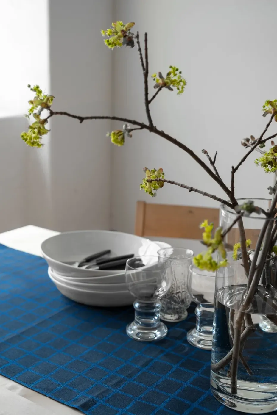 Camino de mesa Rutig jacquard 45x150 cm, Blue-black