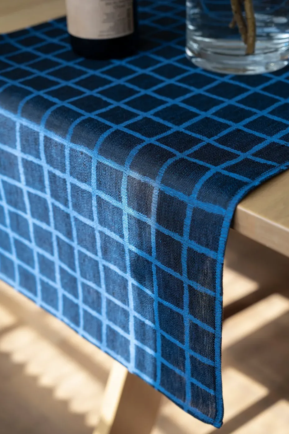 Camino de mesa Rutig jacquard 45x150 cm, Blue-black