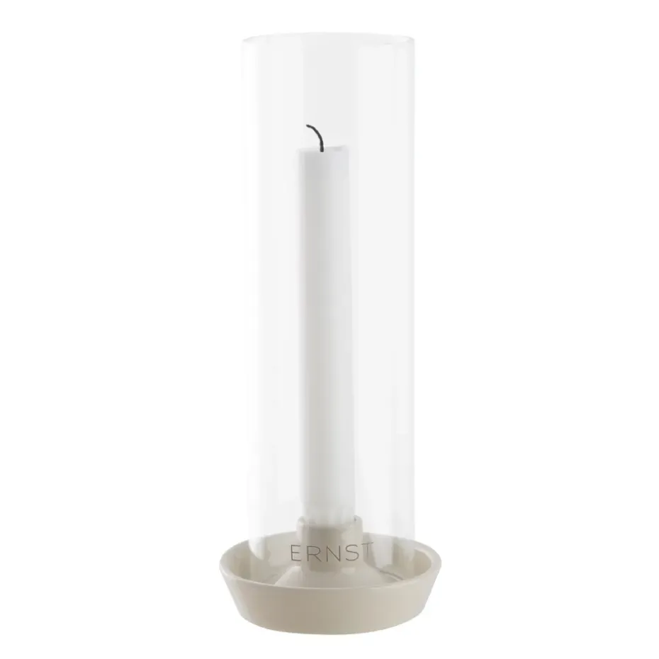 Candelabro cilindro de vidrio Ernst, blanco