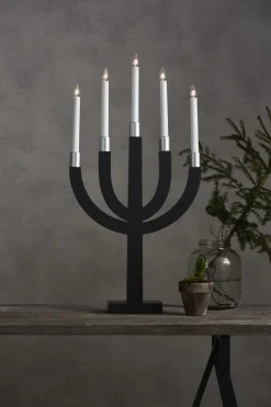Candelabro eléctrico Elias, gris oscuro