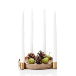 Candelabro Luna, roble-latón