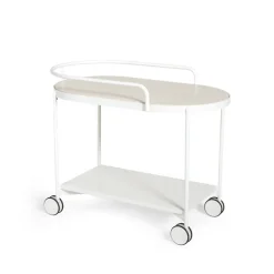 Carro con ruedas Lene, White, chapa de fresno pigmentado blanco