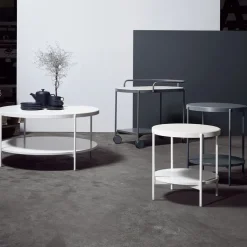 Carro con ruedas Lene, White, chapa de fresno pigmentado blanco