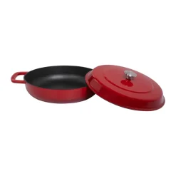 Cazuela de hierro fundido esmaltado Combekk Enameled Ø28 cm, Pomo cherry-silver