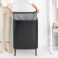 Cesto de la ropa Bo high 2x45 L, negro mate