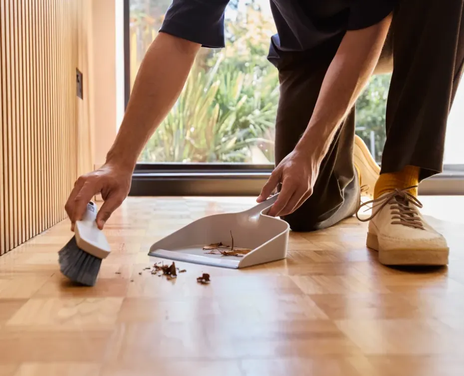 Cleantech Recogedor y cepillo para interiores montado en la pared con protector, Stone